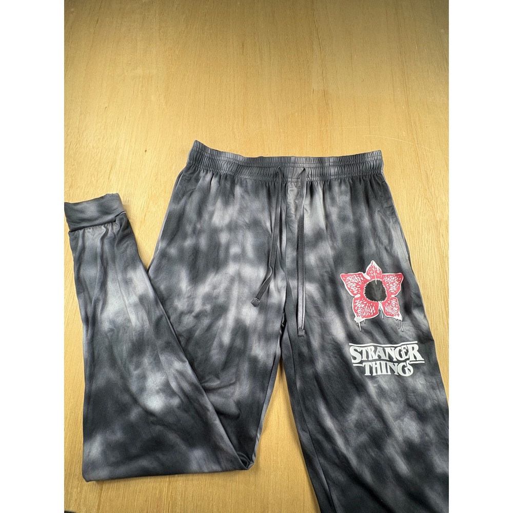 Stranger Things Demogorgon Tie Dye Jogger Pants Mens Small Black Gray Lounge